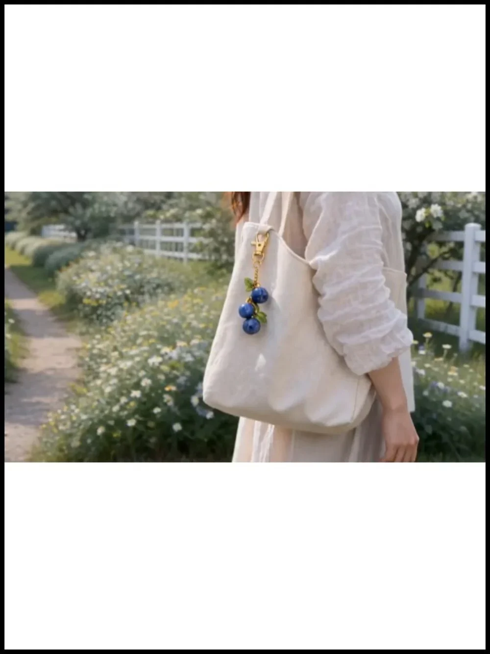 Blueberry Keychain Fruit Bag Charm for Handbags Tote Purse Cute Accessory Gift